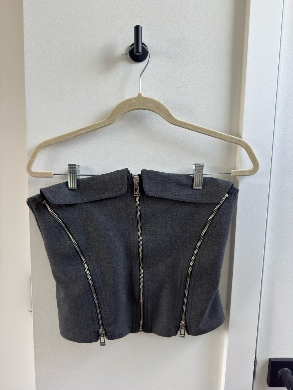Zara Charcoal Gray Zip-Front Mini Skirt